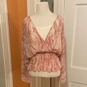 Worthington Swirl Patterned Blouse in Red and White